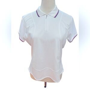 Marcia White Short Sleeve 1/4 Zip-Up Polo Shirt Women’s Large (no tag)